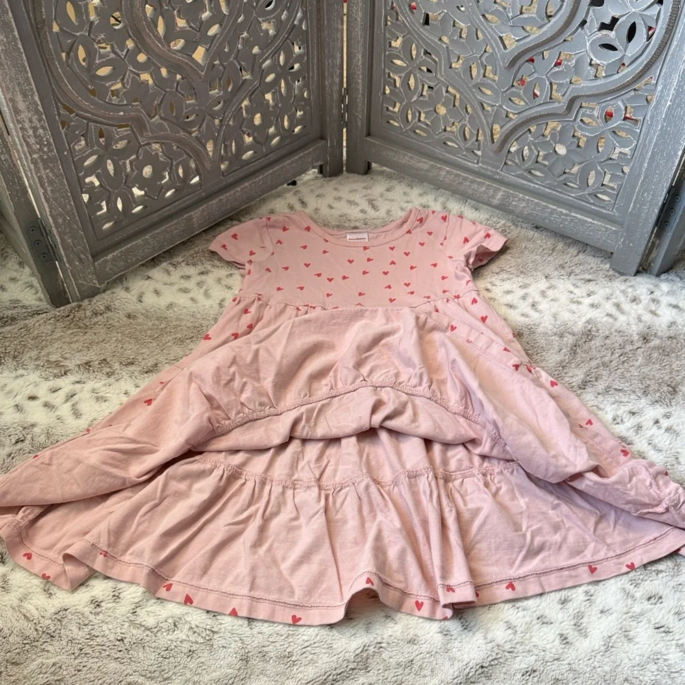 Hanna Andersson pink heart dress girls 5T feminine pastel girlhoodcore summer